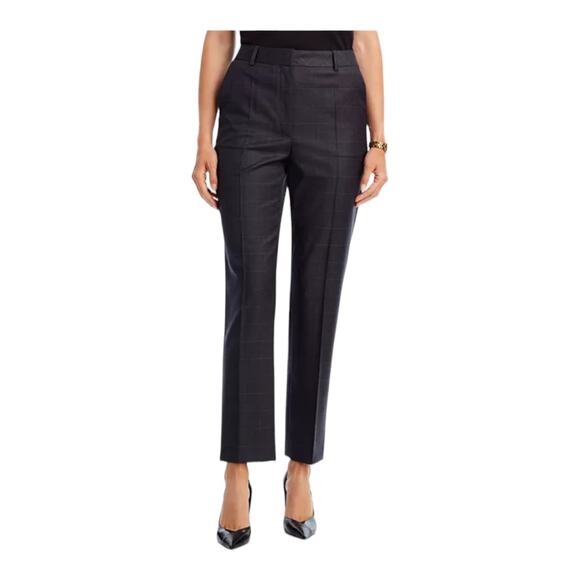 BOSS Hugo Boss pants Tamarina Plaid virgin wool gray size 8 - Picture 1 of 5